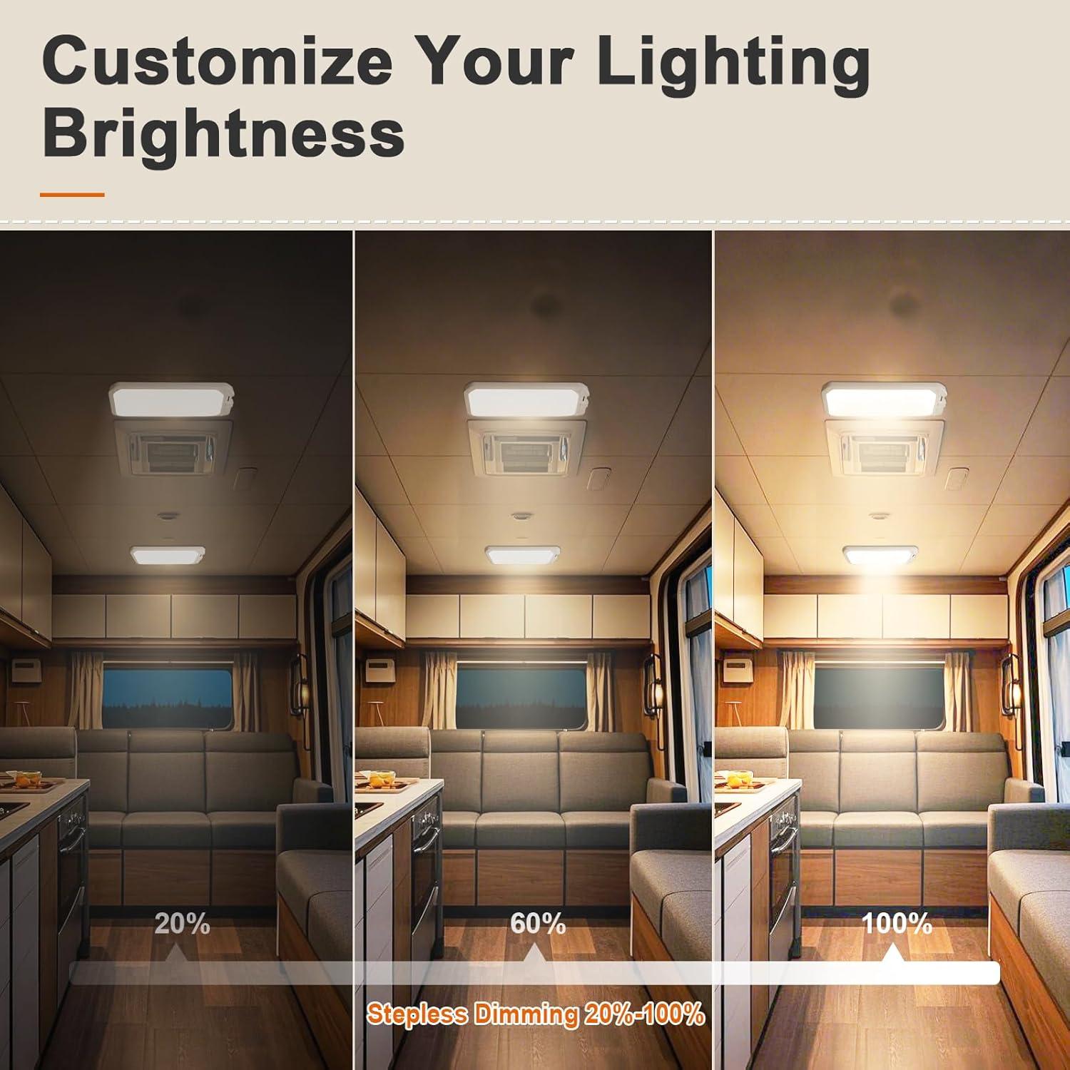 image8 Pack RV Lights Interior 1200LM3 Color 12V RV LED Lights Interior with Remote Control 30006500K Dimmable RV Interior Lighting RV Ceiling Light for RVCamperTrailerBoat4Pack