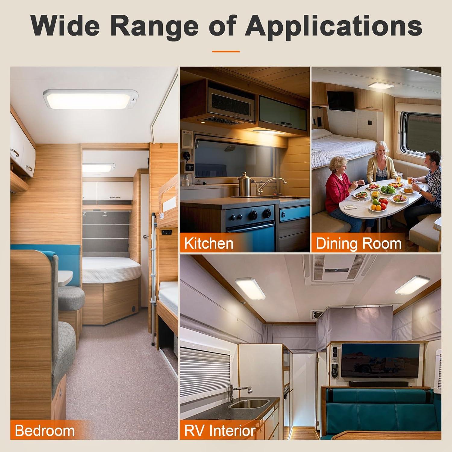 image8 Pack RV Lights Interior 1200LM3 Color 12V RV LED Lights Interior with Remote Control 30006500K Dimmable RV Interior Lighting RV Ceiling Light for RVCamperTrailerBoat8Pack