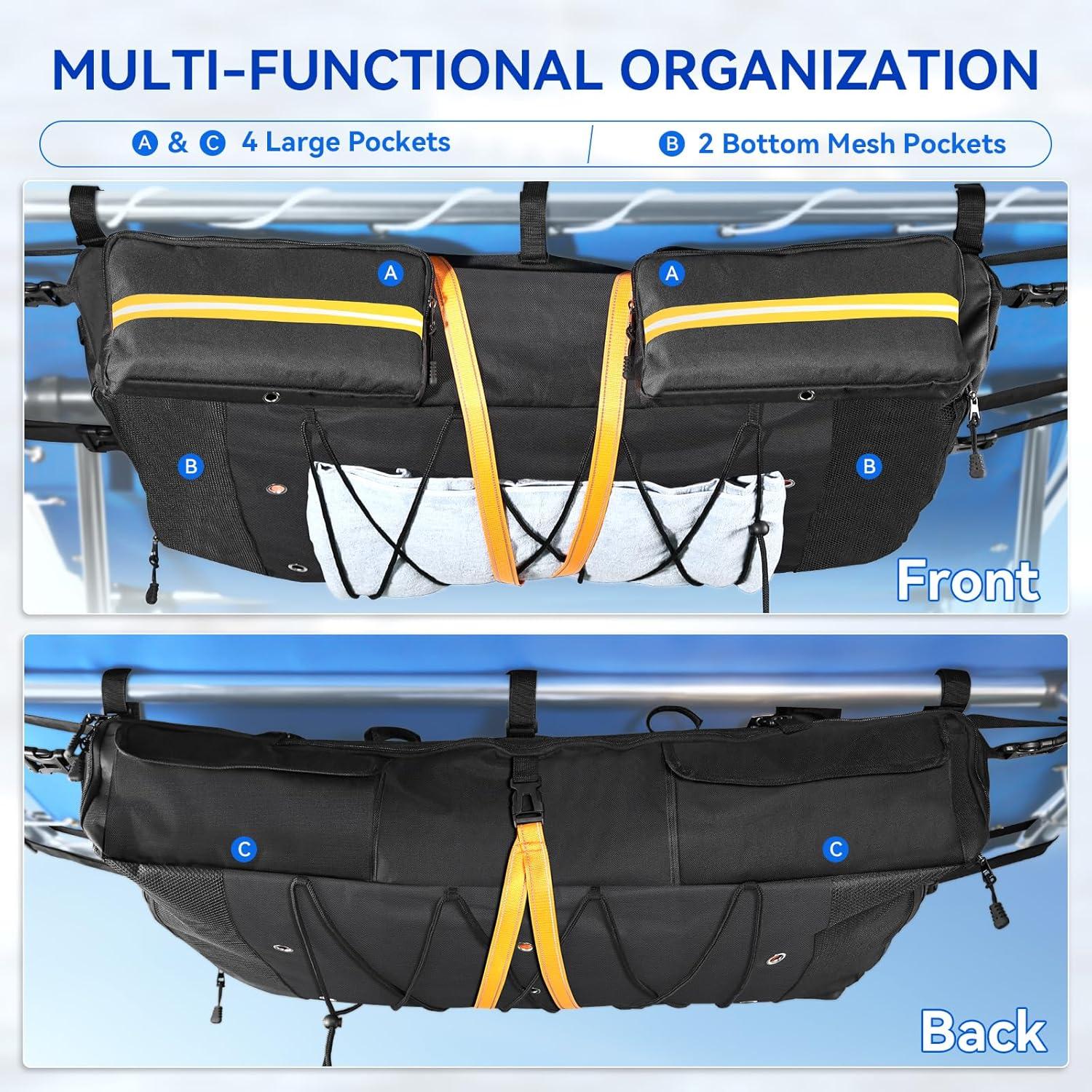 imageWaterproof TTop Storage Bag 600D OxfordFabric Boat Storage Bags  Holds Up to 6 Type II Life Jackets  MultiOrganizer Fits Most TTop Boats
