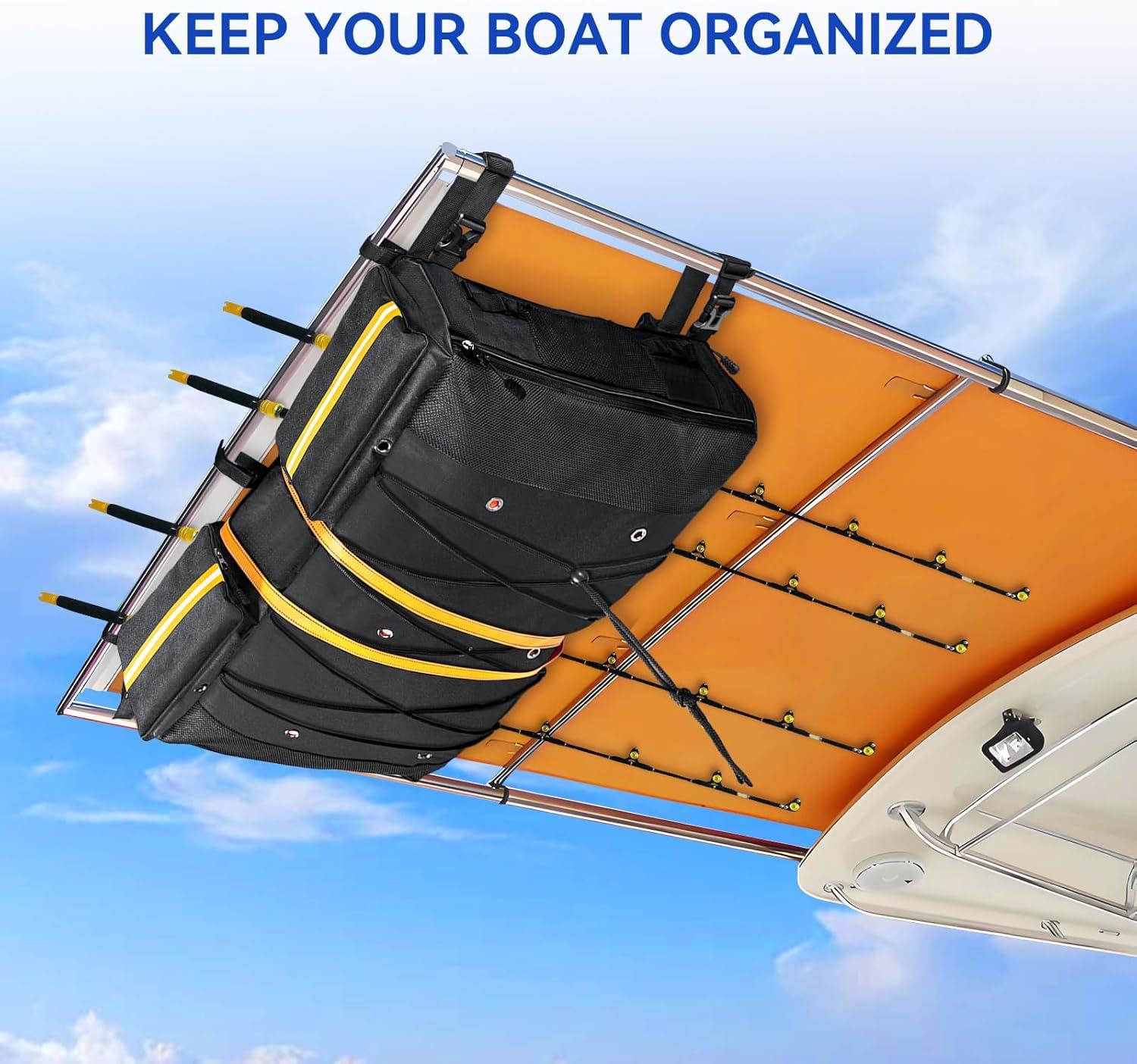 imageWaterproof TTop Storage Bag 600D OxfordFabric Boat Storage Bags  Holds Up to 6 Type II Life Jackets  MultiOrganizer Fits Most TTop Boats