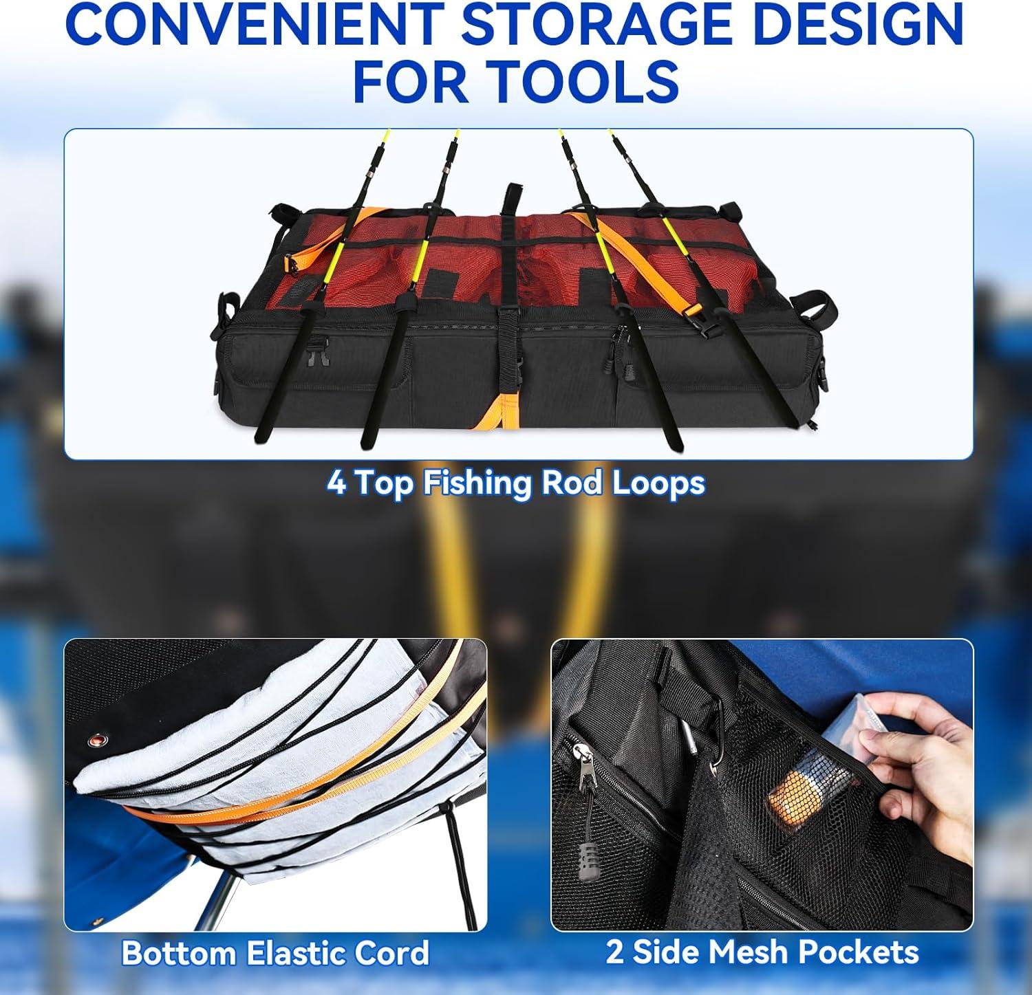 imageWaterproof TTop Storage Bag 600D OxfordFabric Boat Storage Bags  Holds Up to 6 Type II Life Jackets  MultiOrganizer Fits Most TTop Boats