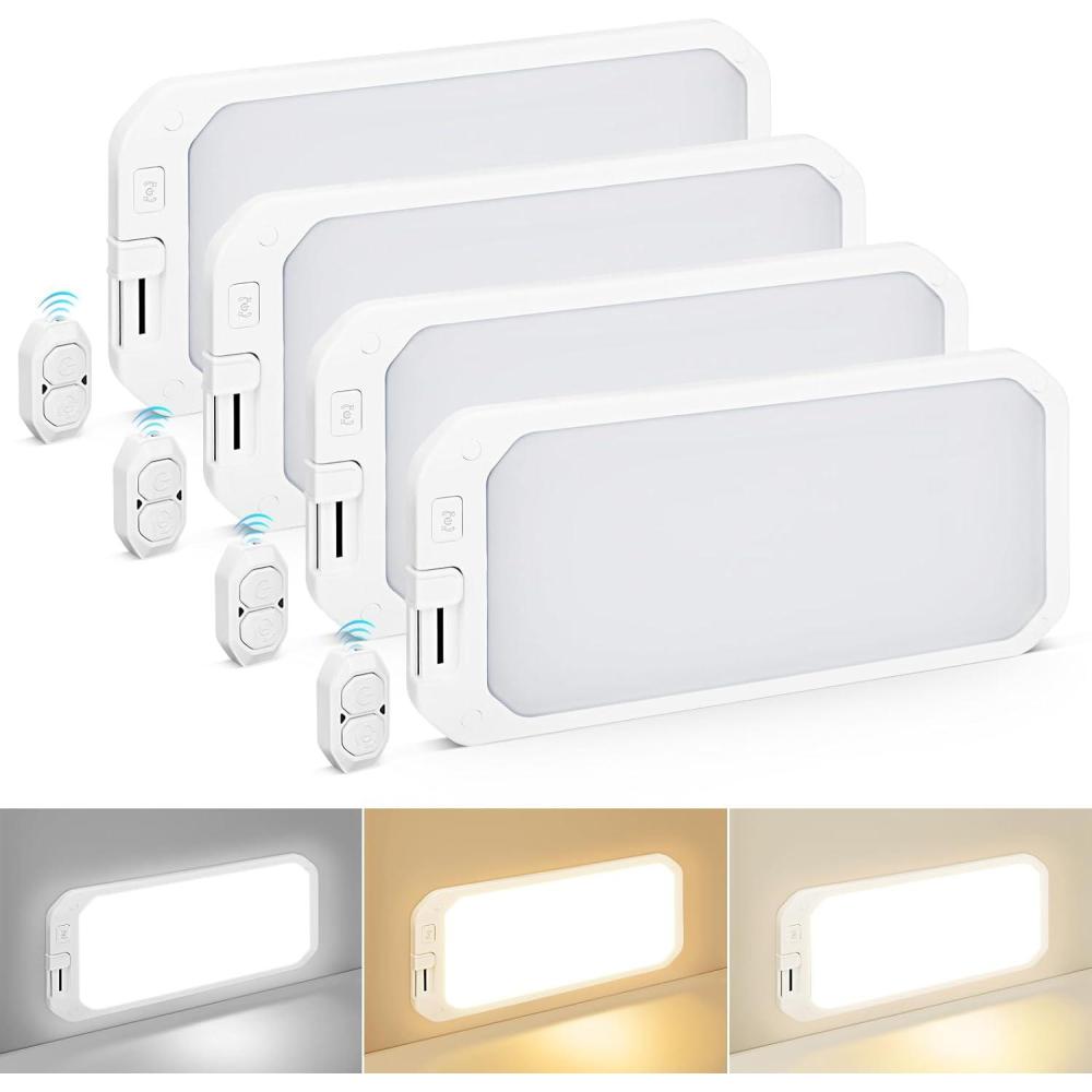 image8 Pack RV Lights Interior 1200LM3 Color 12V RV LED Lights Interior with Remote Control 30006500K Dimmable RV Interior Lighting RV Ceiling Light for RVCamperTrailerBoat4Pack