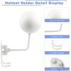 image4Hole Motorcycle Helmet Holder Wall Mount Supports 180 Rotation 2Hook Helmet Rack Equipped with Screw Mounting Tools White 1Pack