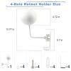 image4Hole Motorcycle Helmet Holder Wall Mount Supports 180 Rotation 2Hook Helmet Rack Equipped with Screw Mounting Tools White 1Pack
