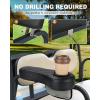 imageGolf Cart Armrest with Cup Holder ampamp Rear Seat Organizer No Drilling Golf Cart Diamond Arm Rest Fits 1quot Square Tube Frame Compatible with EZGO Club Car Yamaha Enhanced Storage ampamp ComfortBrown Stitching