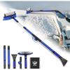 image624quot Foldable Snow Brush and Ice Scrapers for Car Windshield Adjustable ampamp Extendable Ice Removal Tool with NonSlip Foam Grip 180 Pivoting Snow Brush for Car SUV Truck BlueBlue