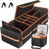 image95L Car Trunk Organizer with Removable Cooler Bag Collapsible Trunk Storage Organizer with Removable Lid  Multi Compartment Waterproof Storage Organization Fits Most Car Truck RedOrange
