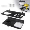 imageCoolant Funnel Kit Holder Storage Rack Includes 2 Plastic Removable Drip Cups Wall Mount Fluid Drain Funnel Kit Organizer Bracket for Enclosed Race Trailers Automotive Garage Shop Black