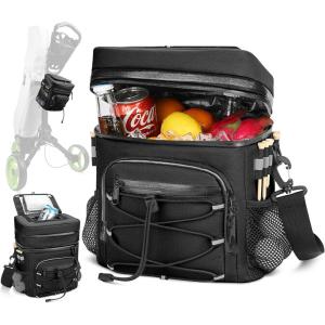 image14Can Golf Cart Expandable Cooler Bag Soft Insulated Cooler Bag with HookandLoop Lid ampamp Golf Tees Holder for Camping ampamp Outdoor Activities Fits on Golf Cart Push CartBlack