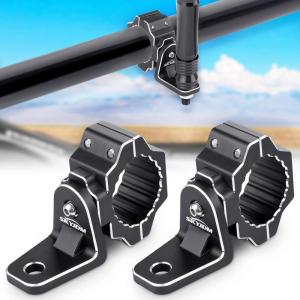 image2 PCS UTV Flag Mount Aluminium Heavy Duty 360 Rotating Flag Hole Adjustable Whip Light Mount for 175quot to 2quot Roll Bar Compatible with UTV Can Am Maverick X3 Polaris RZR XP 1000