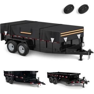 image5 x 8 Waterproof 600D Dump ampamp Utility Trailer Cover Heavy Duty Windproof Dump Trailer Covers AllWeather Protection with Windproof Ropes Fits 5 x 8 FTFits 7W x 14L Dump Utility Trailer