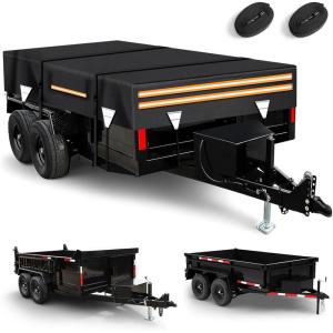 image5 x 8 Waterproof 600D Dump ampamp Utility Trailer Cover Heavy Duty Windproof Dump Trailer Covers AllWeather Protection with Windproof Ropes Fits 5 x 8 FTFits 7W x 12L Dump Utility Trailer