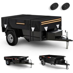image5 x 8 Waterproof 600D Dump ampamp Utility Trailer Cover Heavy Duty Windproof Dump Trailer Covers AllWeather Protection with Windproof Ropes Fits 5 x 8 FTFits 5W x 8L Dump Utility Trailer