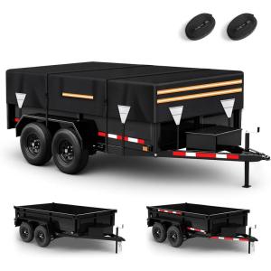 image5 x 8 Waterproof 600D Dump ampamp Utility Trailer Cover Heavy Duty Windproof Dump Trailer Covers AllWeather Protection with Windproof Ropes Fits 5 x 8 FTFits 6W x 10L Dump Utility Trailer