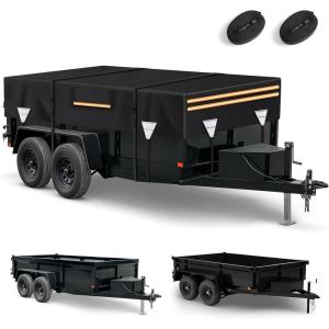 image5 x 8 Waterproof 600D Dump ampamp Utility Trailer Cover Heavy Duty Windproof Dump Trailer Covers AllWeather Protection with Windproof Ropes Fits 5 x 8 FTFits 6W x 12L Dump Utility Trailer