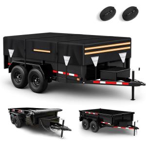 image5 x 8 Waterproof 600D Dump ampamp Utility Trailer Cover Heavy Duty Windproof Dump Trailer Covers AllWeather Protection with Windproof Ropes Fits 5 x 8 FTFits 5W x 10L Dump Utility Trailer