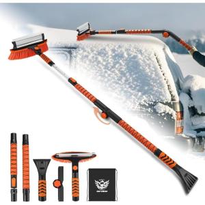 image624quot Foldable Snow Brush and Ice Scrapers for Car Windshield Adjustable ampamp Extendable Ice Removal Tool with NonSlip Foam Grip 180 Pivoting Snow Brush for Car SUV Truck BlueOrange