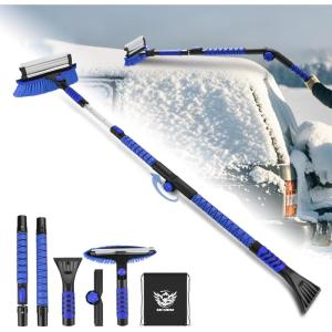 image624quot Foldable Snow Brush and Ice Scrapers for Car Windshield Adjustable ampamp Extendable Ice Removal Tool with NonSlip Foam Grip 180 Pivoting Snow Brush for Car SUV Truck BlueBlue