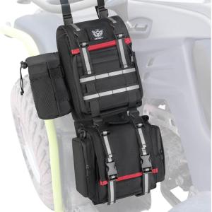 imageATV Fender Bag Waterproof Detachable ATV Rear Storage Bags with Drink Holder ampamp Cooler Compatible with Sportsman Polaris Scrambler Grizzly Kingquad Cfmoto FourTrax Black ampamp RedBlack  Red