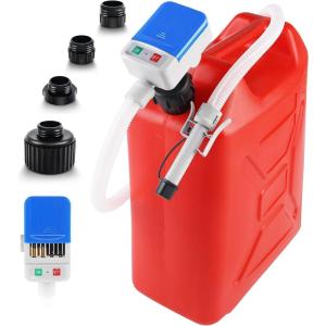 imageFuel Transfer Pump with Autostop Sensor and 4 Tank Adapter 24GPM 51quot Hose BatteryPowered Portable Liquid Pump for Gasoline ampamp Diesel Oil RedBlue