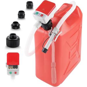 imageFuel Transfer Pump with Autostop Sensor and 4 Tank Adapter 24GPM 51quot Hose BatteryPowered Portable Liquid Pump for Gasoline ampamp Diesel Oil RedRed