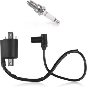 imageIgnition Coil with Spark Plug Compatible with Yamaha Gas Golf Cart G2 G5 G8 G9 G11 G14 19851996 Replacement for J38823102000 JF2823100000 BR8ES