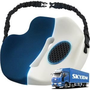 imageMemory Foam Truck Seat Cushion with TPE Gel Support Truck Seat Cushion with NonSlip Washable Cover for Back Support ampamp Pain Relief During Long DrivesBlackampampGrayBlue
