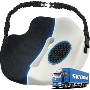 imageMemory Foam Truck Seat Cushion with TPE Gel Support Truck Seat Cushion with NonSlip Washable Cover for Back Support ampamp Pain Relief During Long DrivesBlackampampGrayBlack