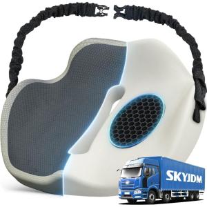 imageMemory Foam Truck Seat Cushion with TPE Gel Support Truck Seat Cushion with NonSlip Washable Cover for Back Support ampamp Pain Relief During Long DrivesBlackampampGrayGraydark Gray