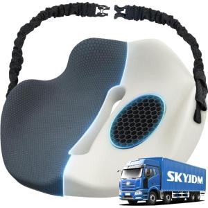 imageMemory Foam Truck Seat Cushion with TPE Gel Support Truck Seat Cushion with NonSlip Washable Cover for Back Support ampamp Pain Relief During Long DrivesBlackampampGrayDark Gray