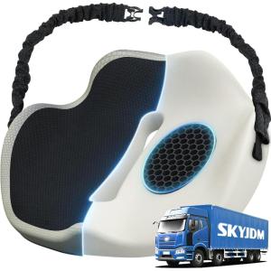 imageMemory Foam Truck Seat Cushion with TPE Gel Support Truck Seat Cushion with NonSlip Washable Cover for Back Support ampamp Pain Relief During Long DrivesBlackampampGrayBlackgray