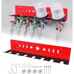 imagePaint Spray Gun Rack for Magnetic or Wall Mount Holds 7 Gravity Feed Guns or 4 with Cups HeavyDuty Steel Paint Organizer with SHooks for Garage Body Shop or Workshop Redred