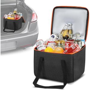 imagePortable Soft Cooler Bag Collapsible Insulated LeakProof Car Cooler Bag Insulated Ice Chest with Waterproof Zipper LeakProof Organizer for Cars Fits Most Vehicles OrangeOrange