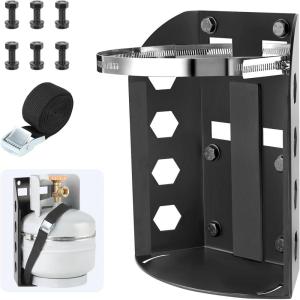 imagePropane Tank Holder for 5lb TanksThickened Mount Bracket with 2 Straps and Protective Padding for Truck Car RV Trailers Camping Fit 8 in Diameter Bottle10lb