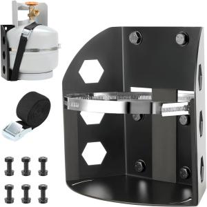 imagePropane Tank Holder for 5lb TanksThickened Mount Bracket with 2 Straps and Protective Padding for Truck Car RV Trailers Camping Fit 8 in Diameter Bottle5lb