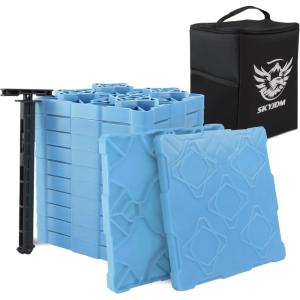 imageRV Leveling Blocks 12 Pack Camper Interlocking Blocks with Carrying Handle ampamp Bag RV Stacking Leveler for Stabilizer Jack Travel Trailer RedBlue