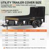 image7 x 14 Windproof Utility Trailer Cover 600D Waterproof Heavy Duty Cover with Rear LandscapeTailgate Ramp with Windproof Ropes Fits 7 x 14 FT Trailers