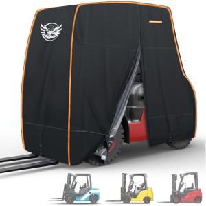 imageForklift Cover Waterproof Heavy Duty 420D OxfordFabric with Side Zipper Vent ampamp Reflective Strips for Rain ampamp UV Protection Fits Forklifts Up to 6000 Lb
