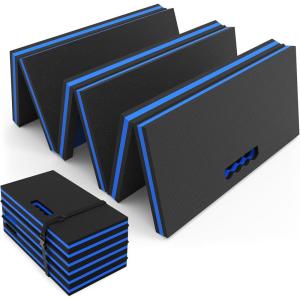 imageThick Mechanic Mat Foldable EVA Mat with Magnetic Tool Compartments Waterproof Mechanic Kneeling Pad with Handle for Garage Workshop Repairing Gardening 465quot x 158quot x 11 quot Black ampamp BlueBlack  Blue