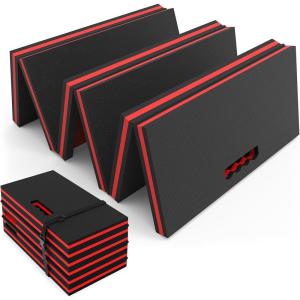 imageThick Mechanic Mat Foldable EVA Mat with Magnetic Tool Compartments Waterproof Mechanic Kneeling Pad with Handle for Garage Workshop Repairing Gardening 465quot x 158quot x 11 quot Black ampamp BlueBlack  Red