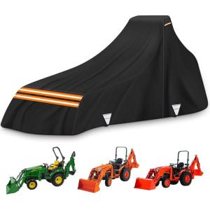 imageHeavyDuty AllWeather Protection Tractors Cover 420D Waterproof Tractor Cover for Front Loaders ampamp Backhoes Compatible with John Deere Kubota Mahindra 189quot L x 76quot W x 86quot H